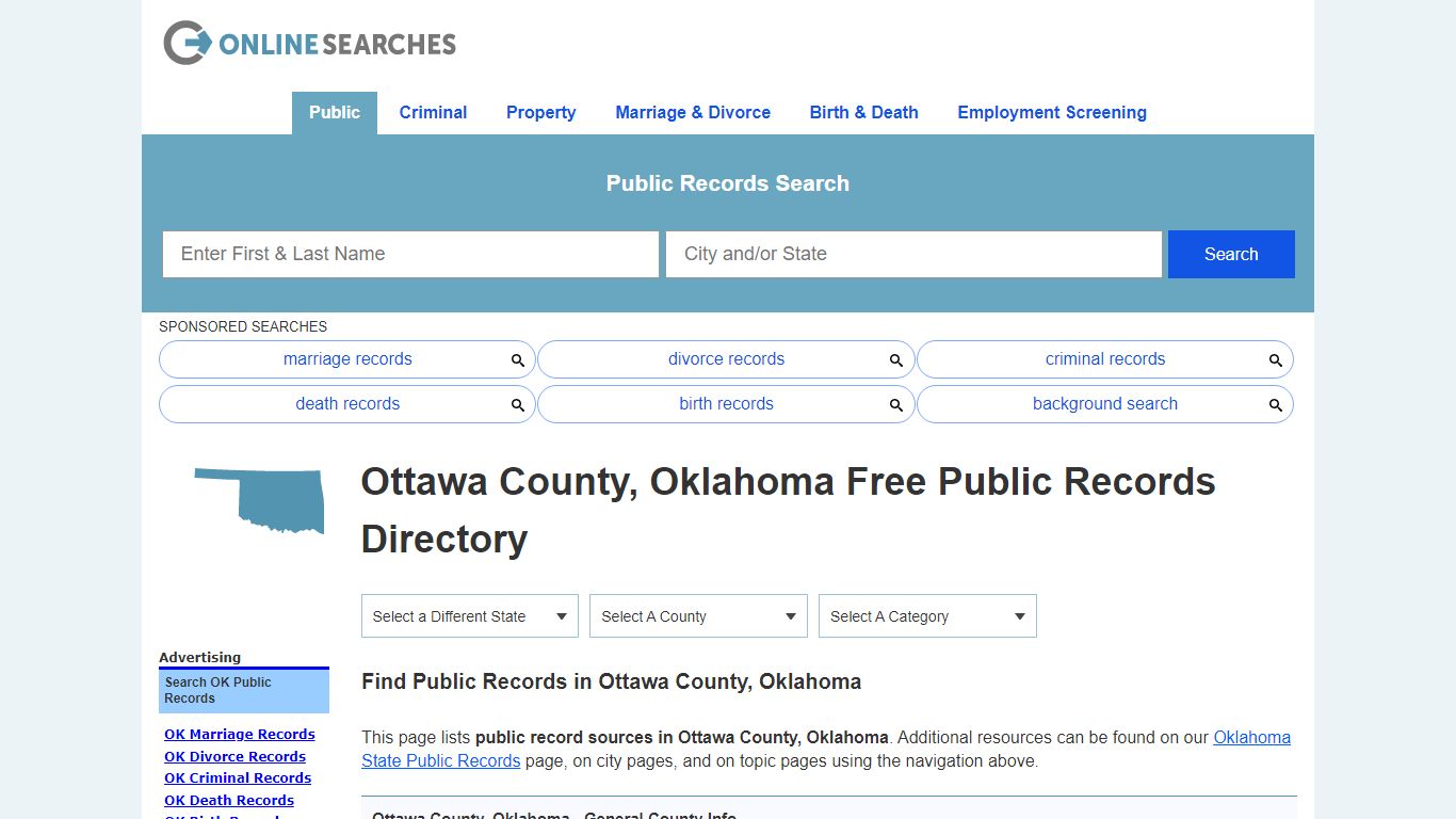 Ottawa County, Oklahoma Public Records Directory