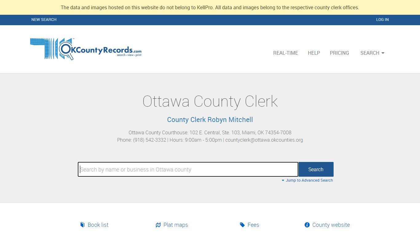 Ottawa County - County Clerk Public Land Records for Oklahoma